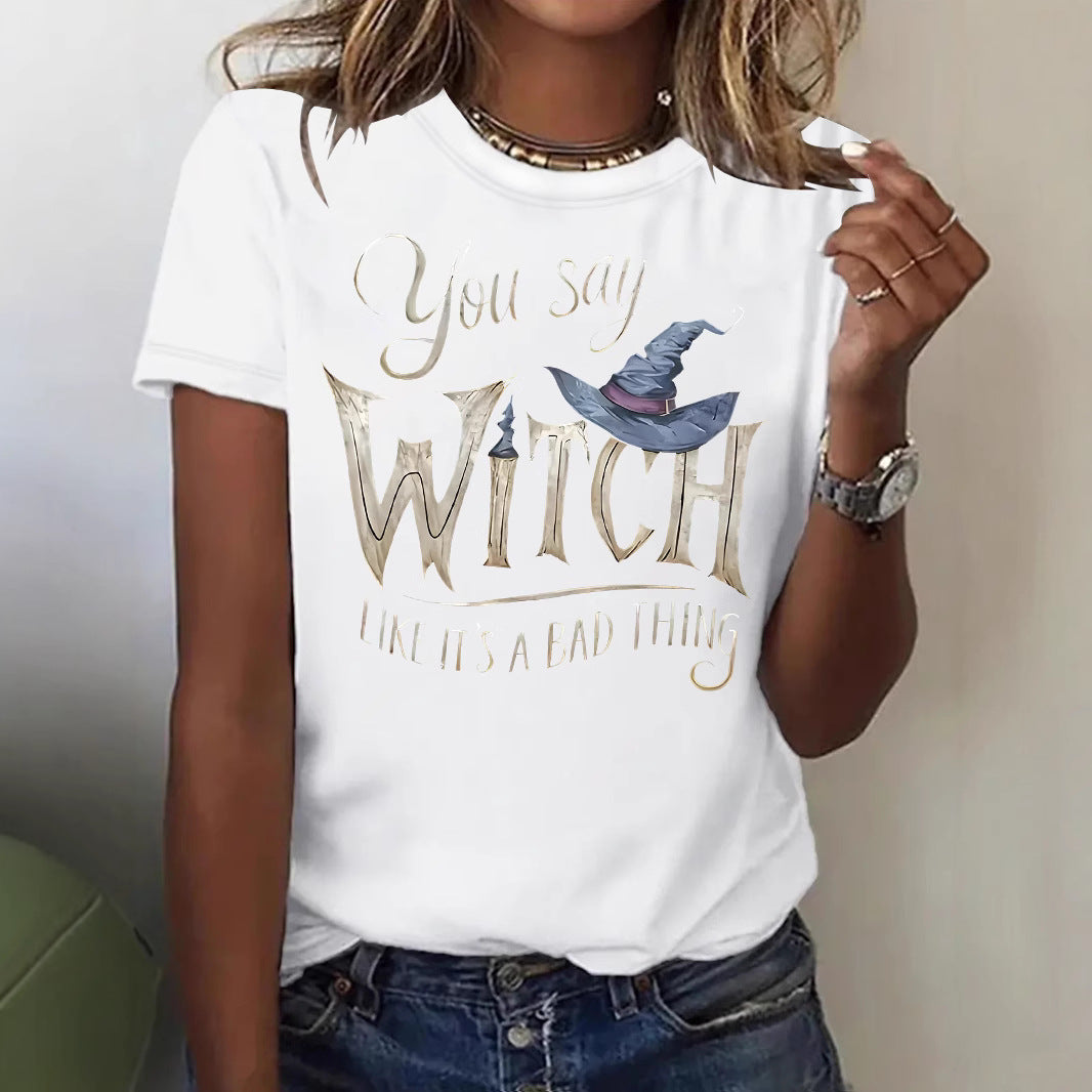 Printed short sleeved witch Halloween