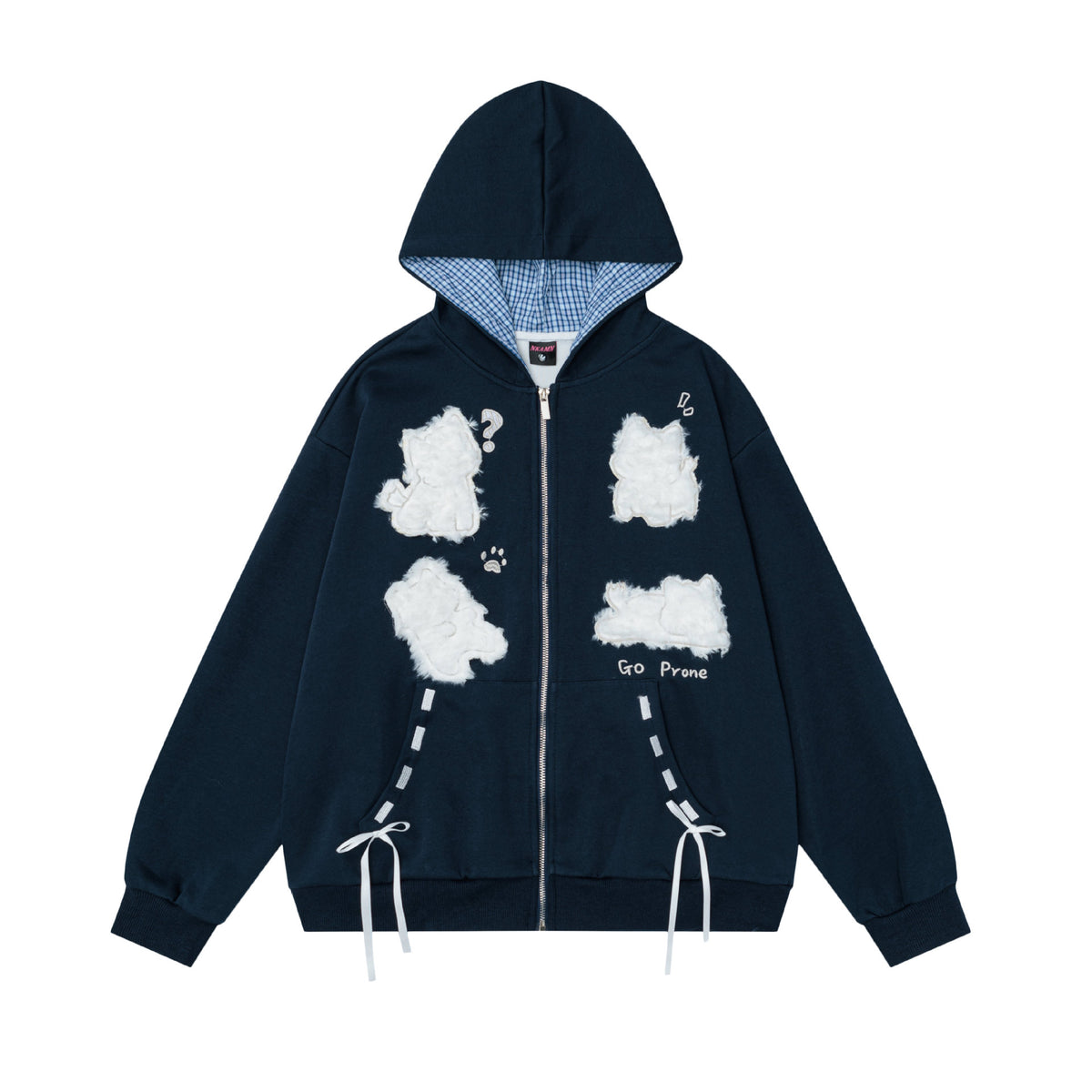Plush puppy patch hooded sweatshirt