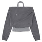 Grey toned one shoulder fake two piece long sleeved top