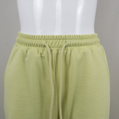Autumn New High Waist Pants with Broken Holes Casual Loose Tight Waist Wide Leg Pants
