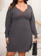 V-neck woven knit dress, fitted waist base layer dress, women's dress