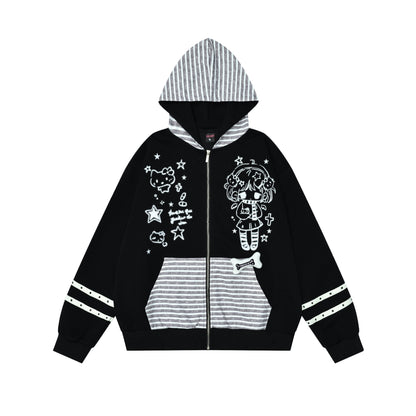 Girl hooded loose fitting men's and women's hoodie
