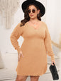 V-neck woven knit dress, fitted waist base layer dress, women's dress