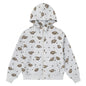Retro leopard print red lipped women's floral gray hooded cardigan