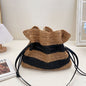 Stripe French Style Single Shoulder Straw Bag Large Capacity Tote Weaving Bag Beach Vacation Sand Bag