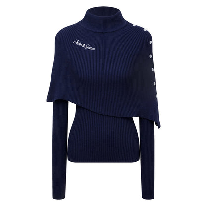 Irregular cape shawl design knitted top sweater