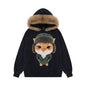 Military hat orange cat printed hoodie