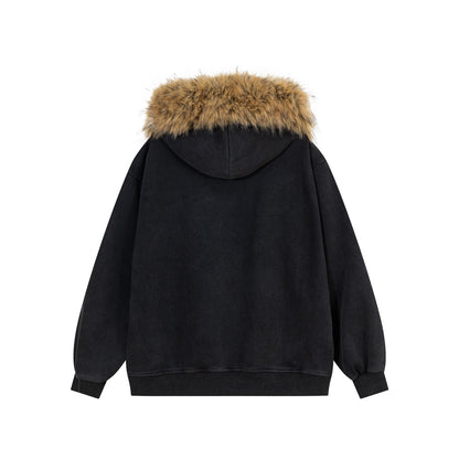 Military hat orange cat printed hoodie