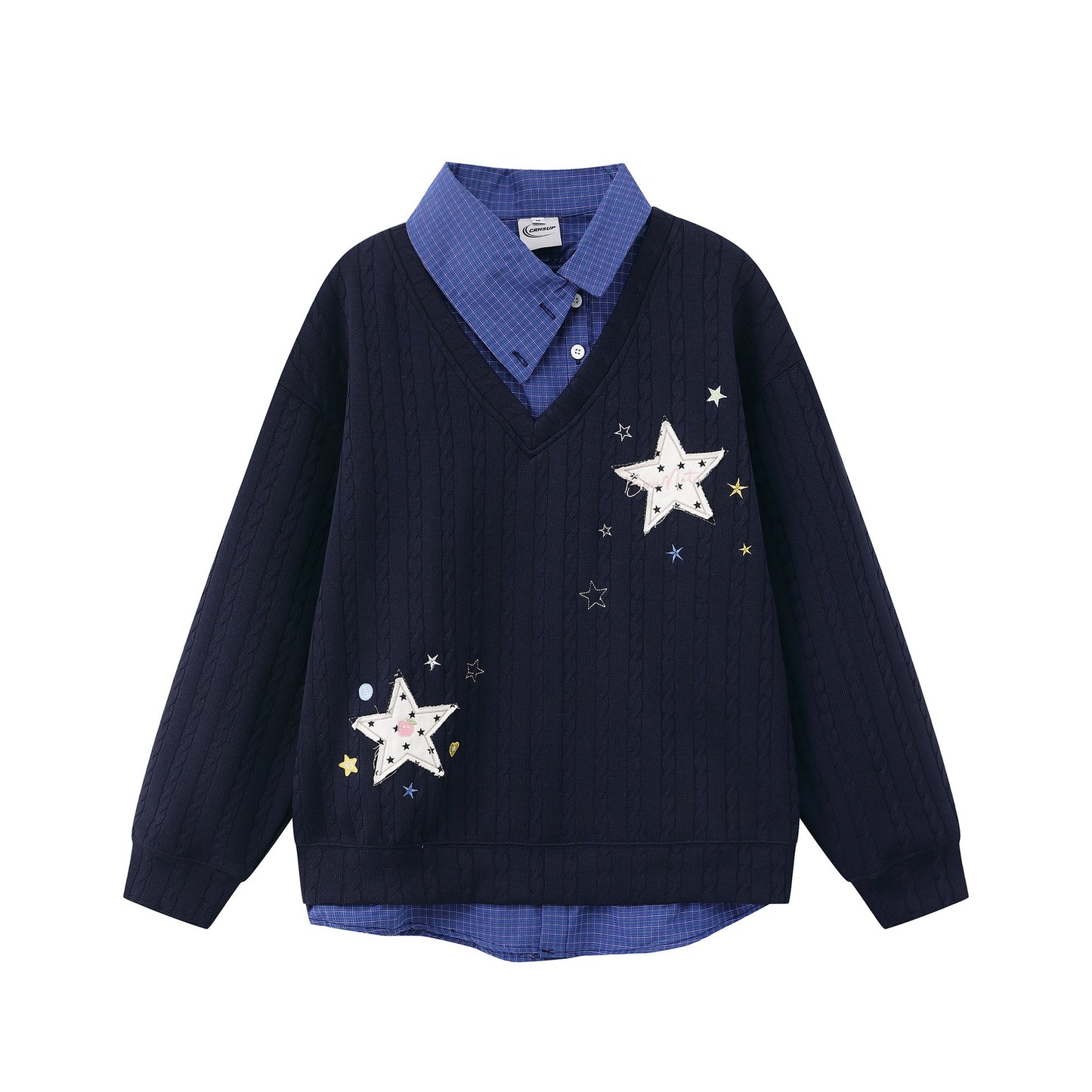 Star patch patchwork hoodie