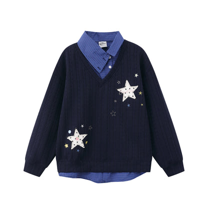 Star patch patchwork hoodie