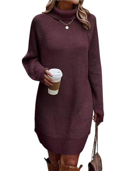 Open cut pullover high neck sweater for women's casual knitwear dress