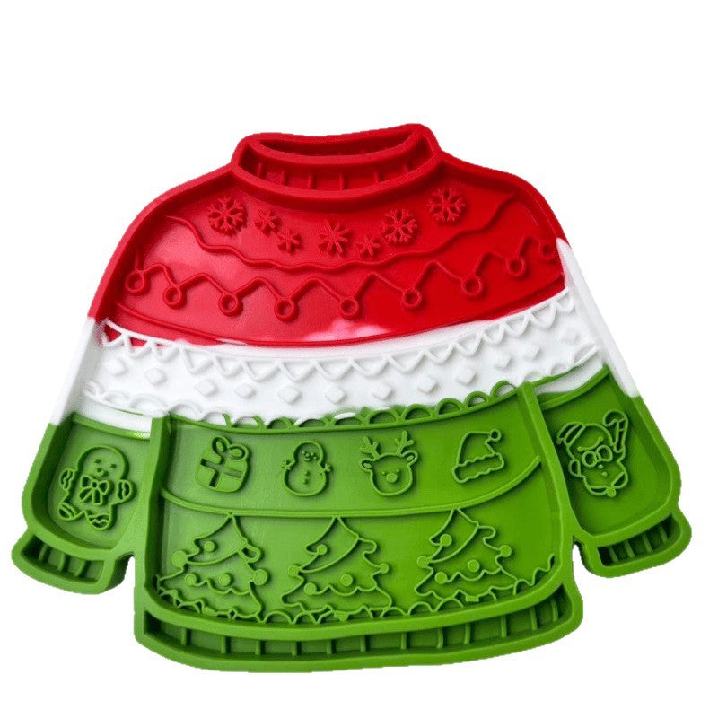 Christmas Pet Licking Mat with Silicone, Multi-Suction Cups, Non-Slip, Slow Feeding, Calming Interactive Licking Pad