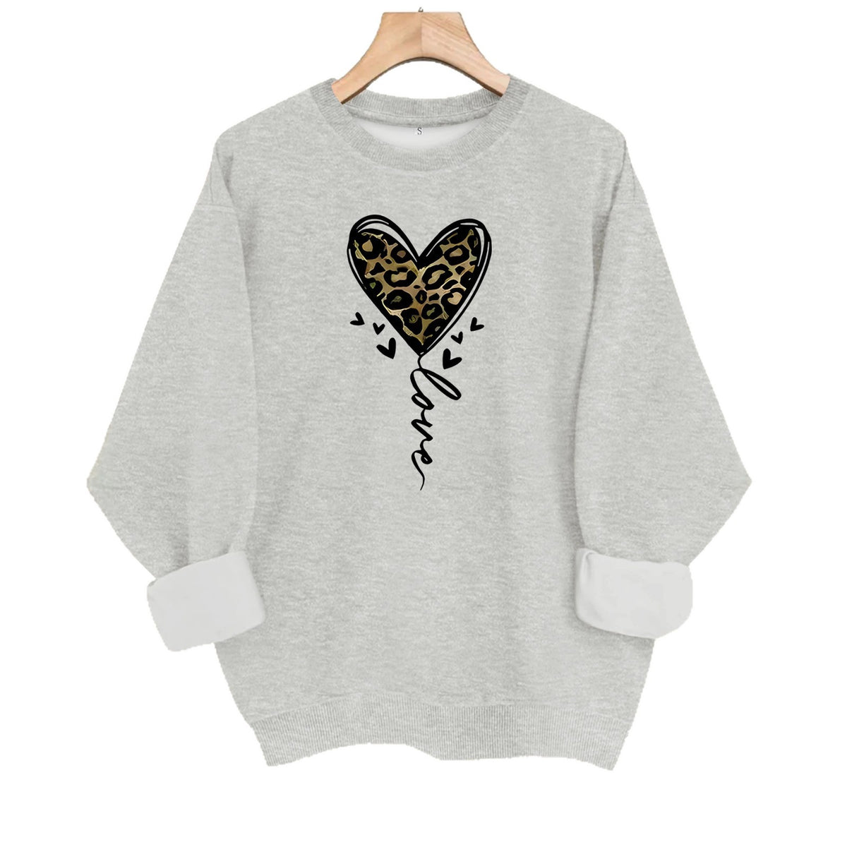 Printed round neck fleece hoodie