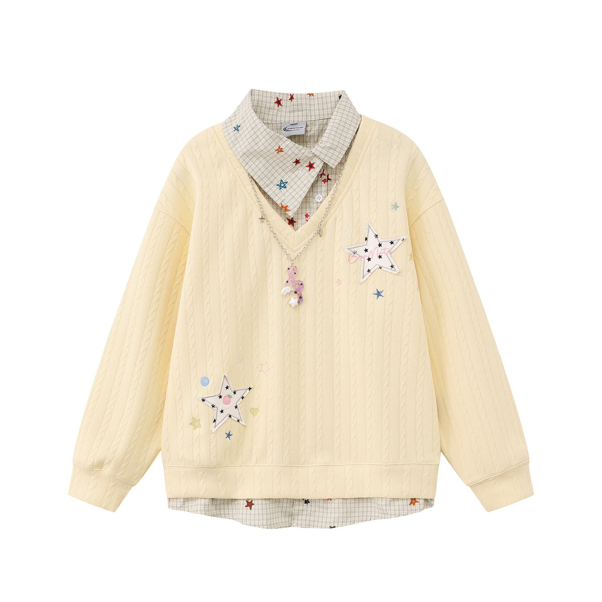 Star patch patchwork hoodie