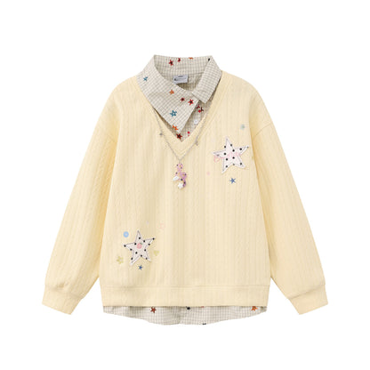 Star patch patchwork hoodie