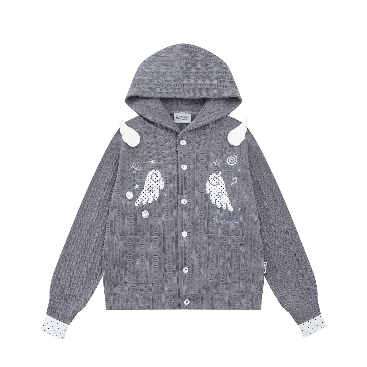 Angel wing embroidered hoodie