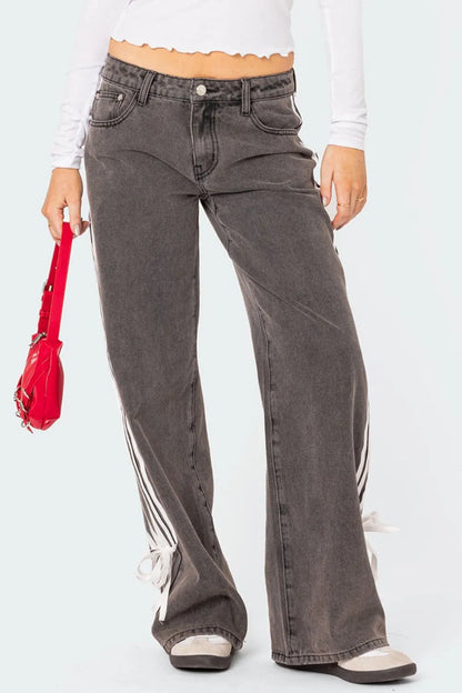 Side Striped Wide Leg Jeans