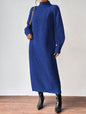 Fashionable Knit Dress for Women, Long Sleeve, High Neck, Crewneck, Solid Color, Long Length, Inner Layer Dress