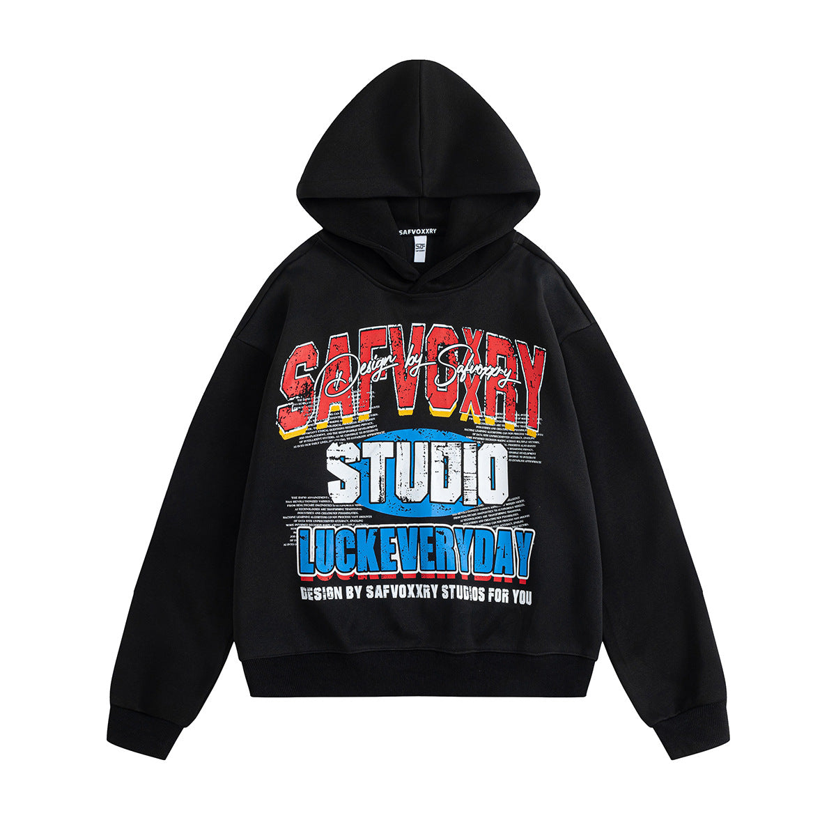 English contrasting printed hooded sweatshirt