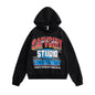 English contrasting printed hooded sweatshirt