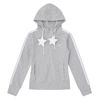 Light gray full star hooded white star jacket