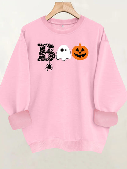 Printed loose women's fleece hoodie
