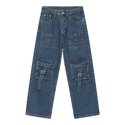 Mid Rise Men's Jeans with Cargo Pockets