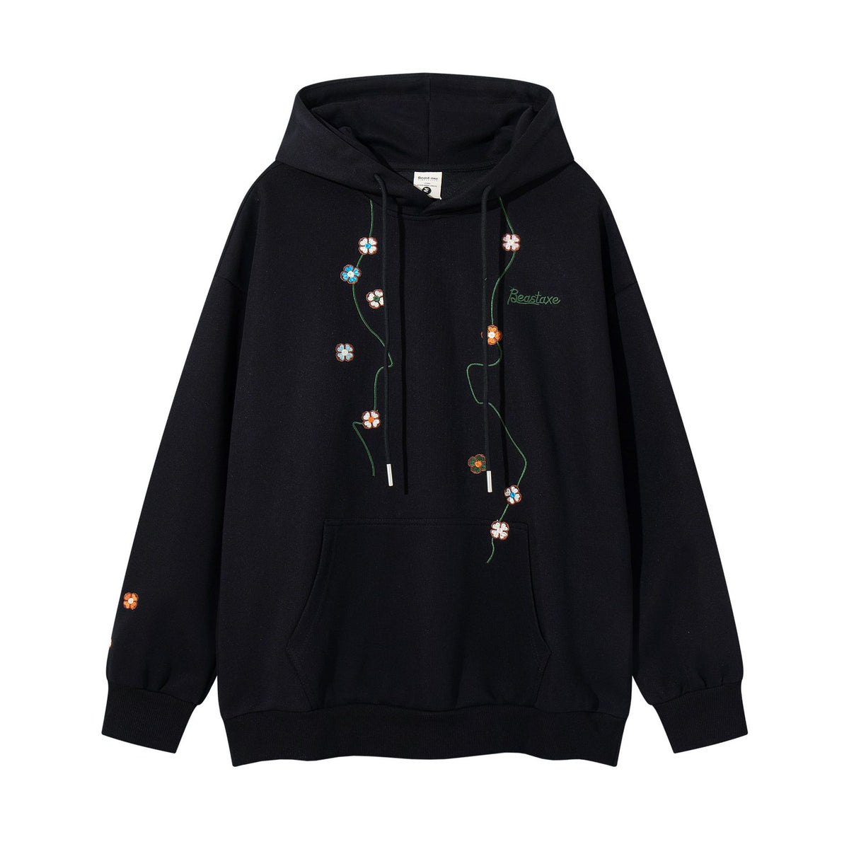 Floral embroidery hooded sweatshirt