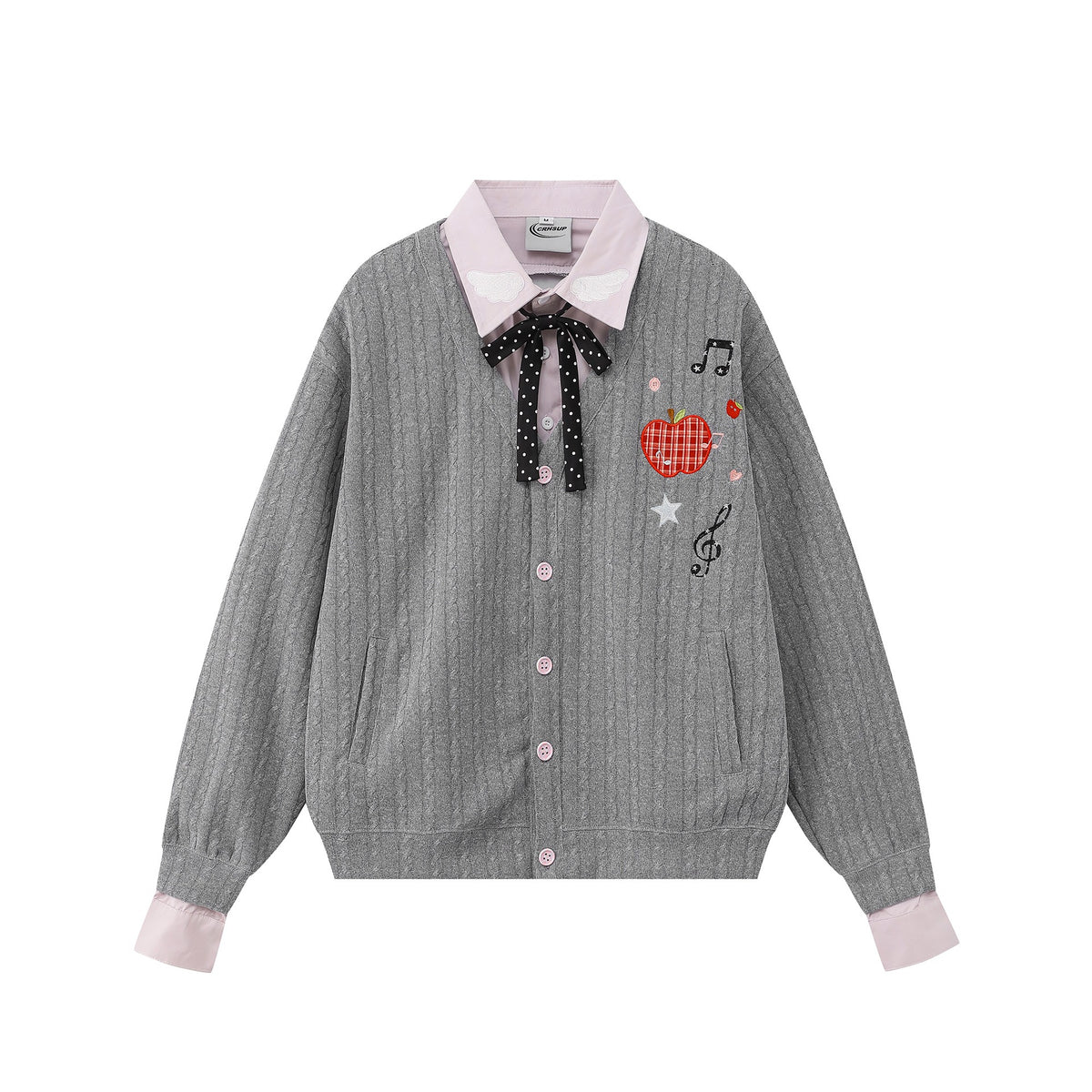 Apple note embroidered hoodie