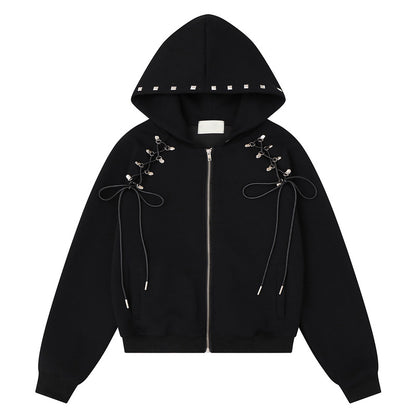 Double sided multi button tied bow casual jacket