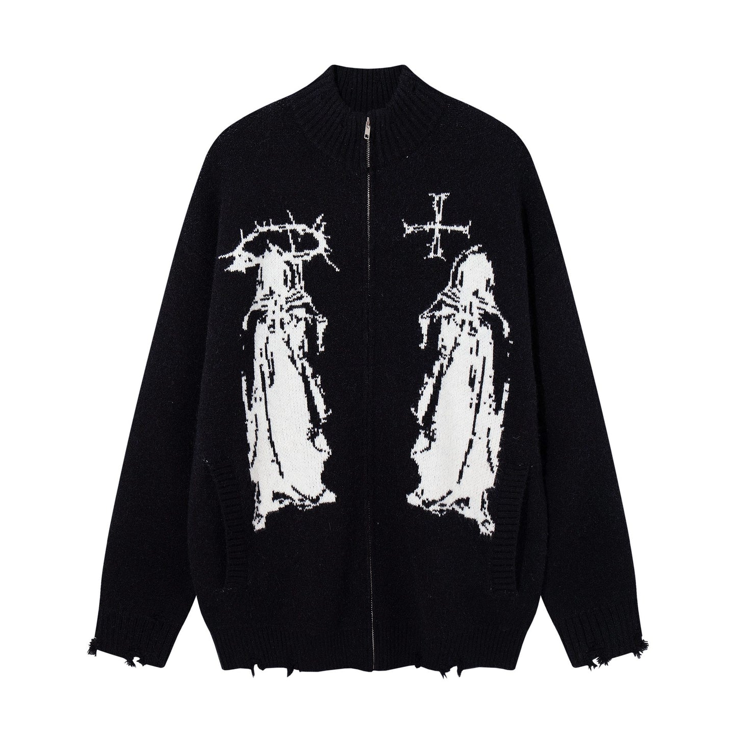 Old torn edge zipper design jacket