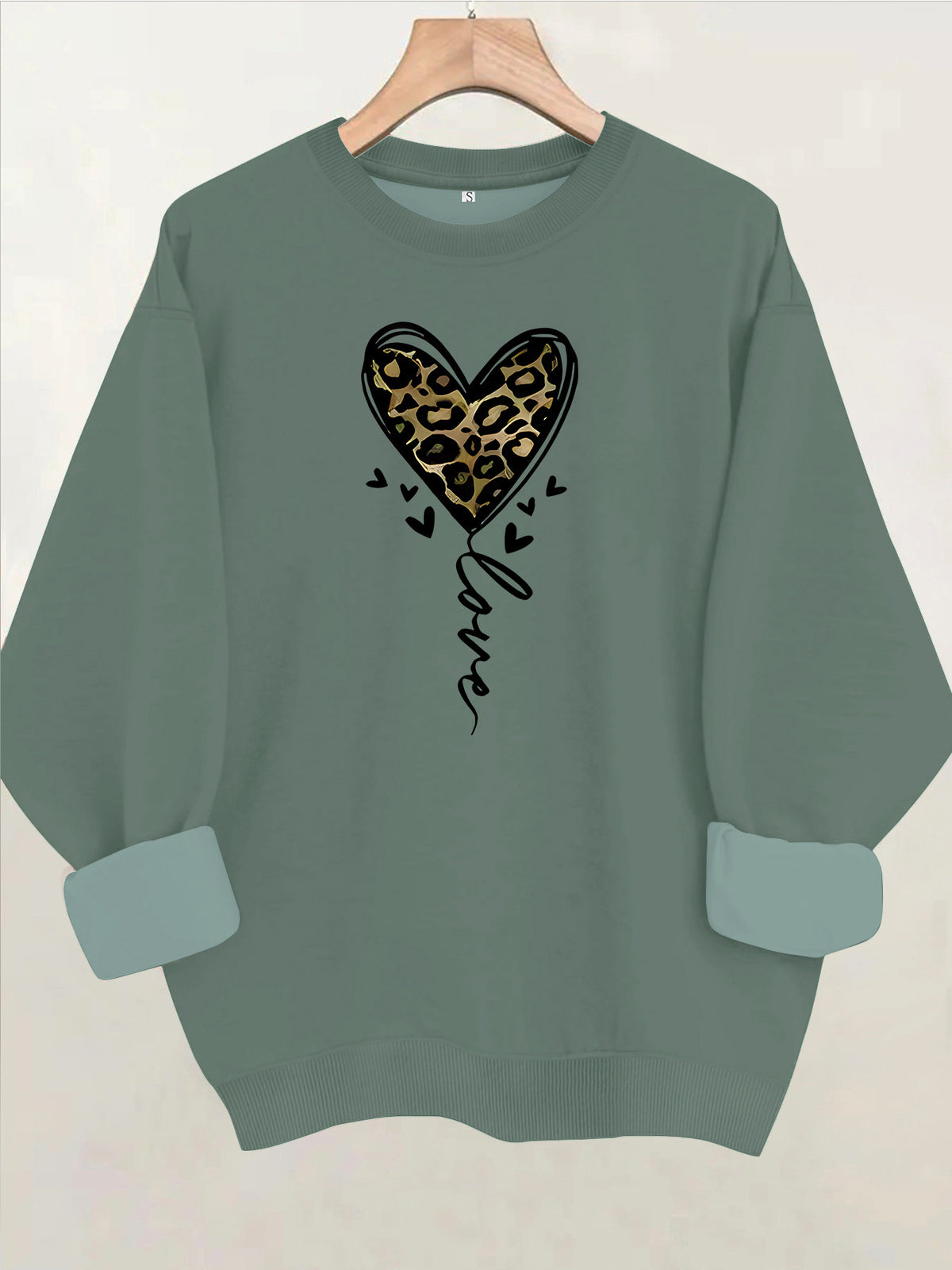 Printed round neck fleece hoodie