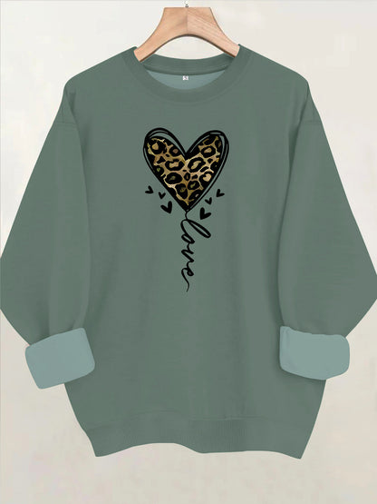 Printed round neck fleece hoodie