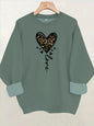 Printed round neck fleece hoodie