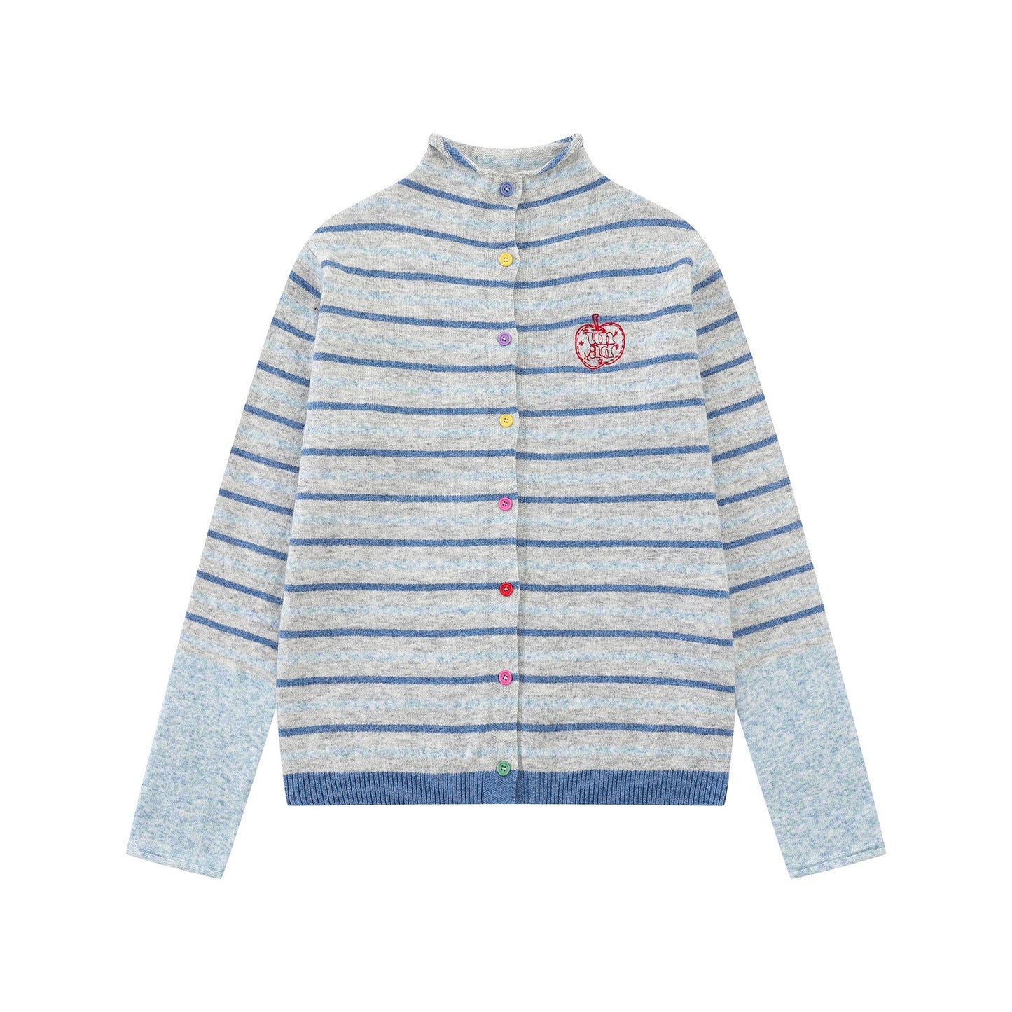 Striped contrasting splicing knitted jacket