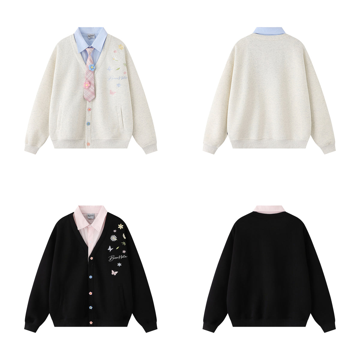 Fake two collared hoodies