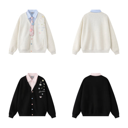 Fake two collared hoodies