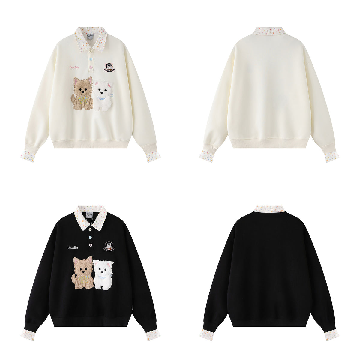 Collar puppy patch embroidered hoodie