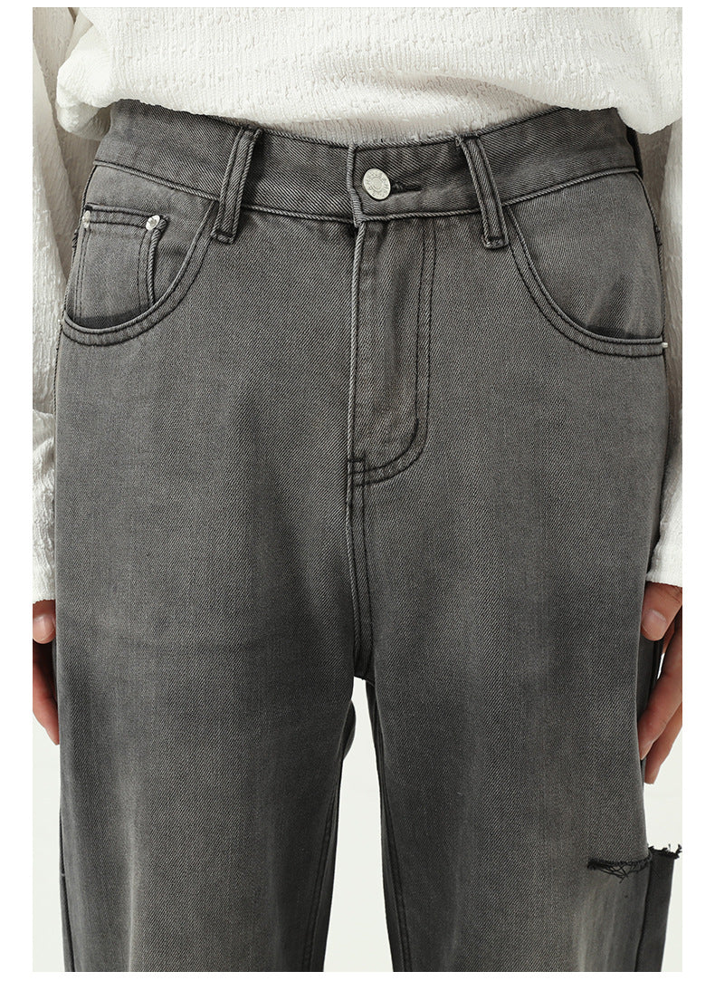 Wide Straight Men's Jeans with Pockets