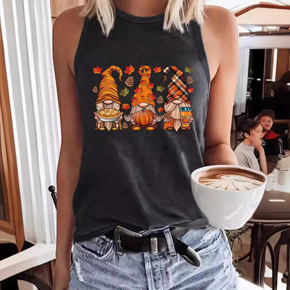 Halloween printed round neck vest
