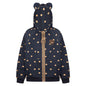 Full printed teddy bear ears hooded cardigan sweatshirt loose jacket