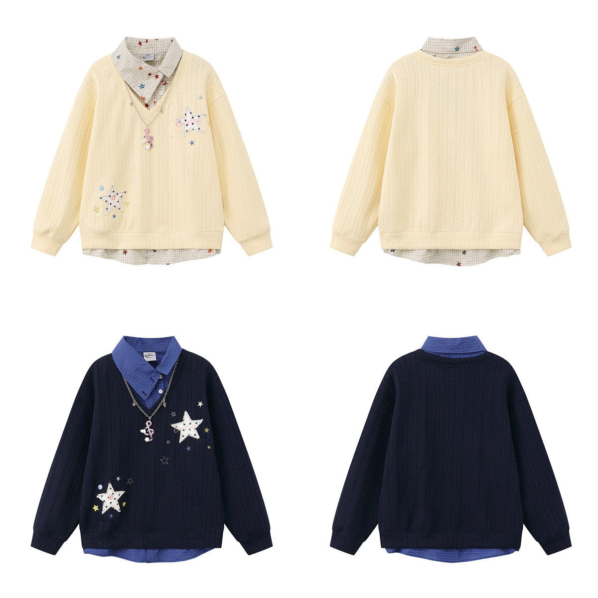 Star patch patchwork hoodie