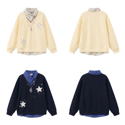 Star patch patchwork hoodie