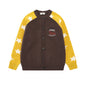 Color blocking star jacquard knitted jacket