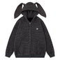 Hooded jacket with kangaroo pocket | Loose zipper cardigan