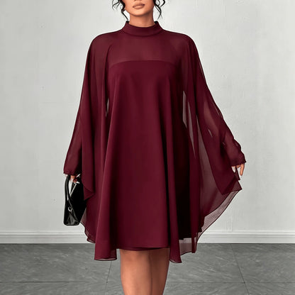 Solid Color Round Neck Blouse And Tube Top Dress Women Plus Size Two-Piece Set