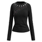 White star studded bead long sleeved base shirt for women