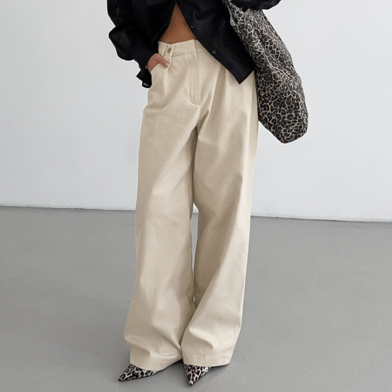 European and American Cowboy High Waist Wide Foot Versatile Casual Pants for Women