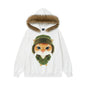 Military hat orange cat printed hoodie