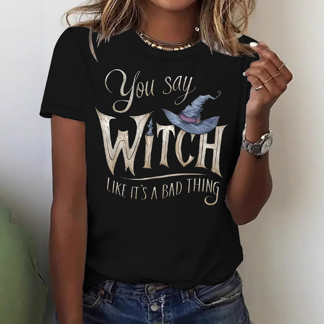 Printed short sleeved witch Halloween